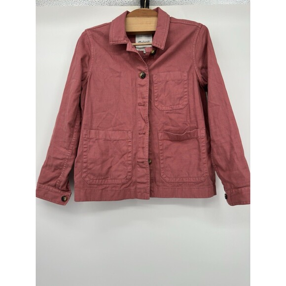 Madewell ~ Womens Denim Jacket Dusty Rose ~ Size XXS Chambray  small open jacket - Picture 1 of 13